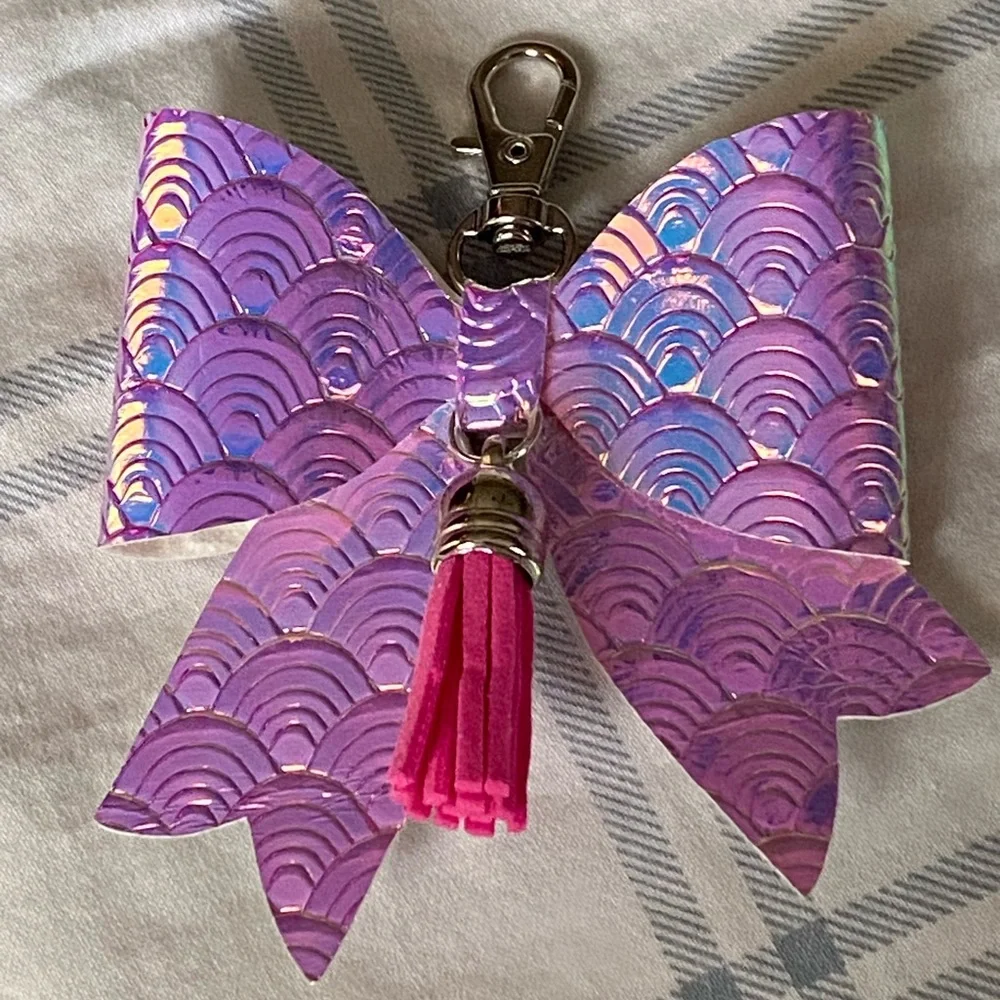 Pink Iridescent and Tassel Bag Charm Key Chain